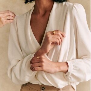 Sezane White Ecru Abelia Blouse